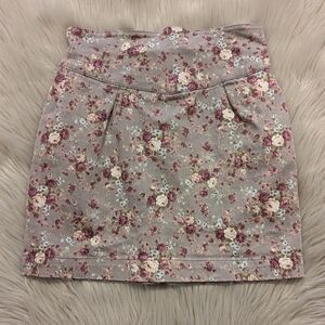 Blanco Jeans tan skirt with pink and cream floral print size 10